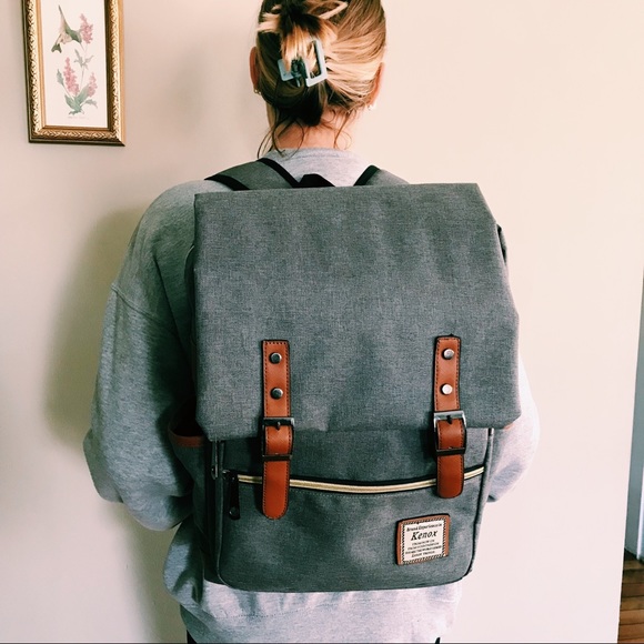 Gray Kenox Vintage style backpack - Picture 1 of 4